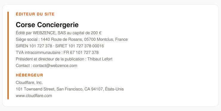 Coordonnées légales de l&rsquo;éditeur et de l&rsquo;hébergeur du site